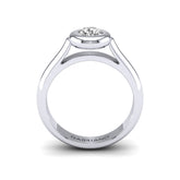 Gabriano Rumina  tektaş yüzük; GIA-HRD sertifikalı yuvarlak pırlanta ve beyaz altın montürün yandan görünüşü